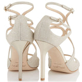 JIMMY CHOO Lang Dusty Glitter Sandal, Platinum Ice-OZNICO