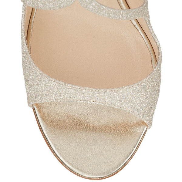 JIMMY CHOO Lang Dusty Glitter Sandal, Platinum Ice-OZNICO