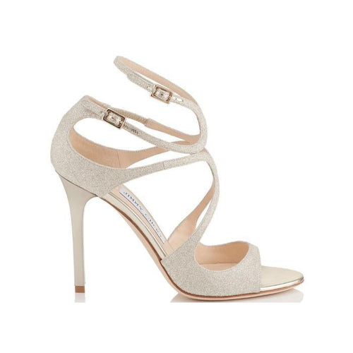 JIMMY CHOO Lang Dusty Glitter Sandal, Platinum Ice-OZNICO