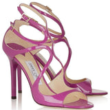 JIMMY CHOO Lang Patent Leather Sandal, Jazzberry-OZNICO