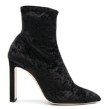 JIMMY CHOO Louella 100 Ankle Boot, Black Crushed Stretch Velvet-OZNICO