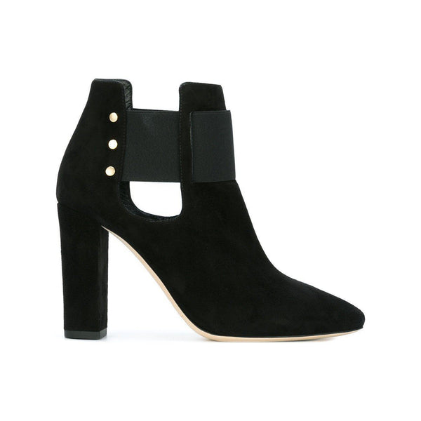 JIMMY CHOO Mercy 95 Suede Ankle Boot, Black-OZNICO