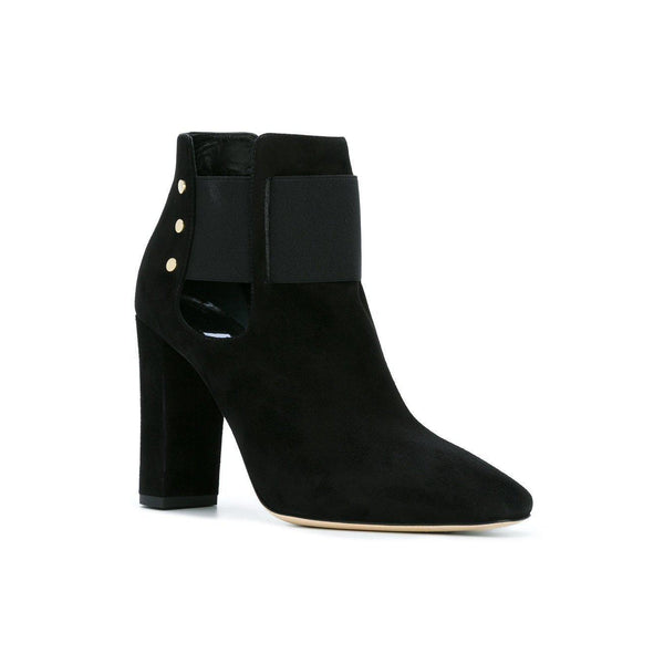 JIMMY CHOO Mercy 95 Suede Ankle Boot, Black-OZNICO