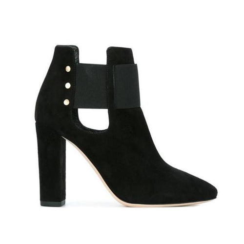 JIMMY CHOO Mercy 95 Suede Ankle Boot, Black-OZNICO