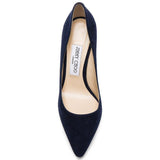 JIMMY CHOO Romy 100 Suede Pumps, Navy-OZNICO