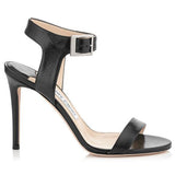 JIMMY CHOO Truce 100 Kid Leather Sandals, Black-OZNICO