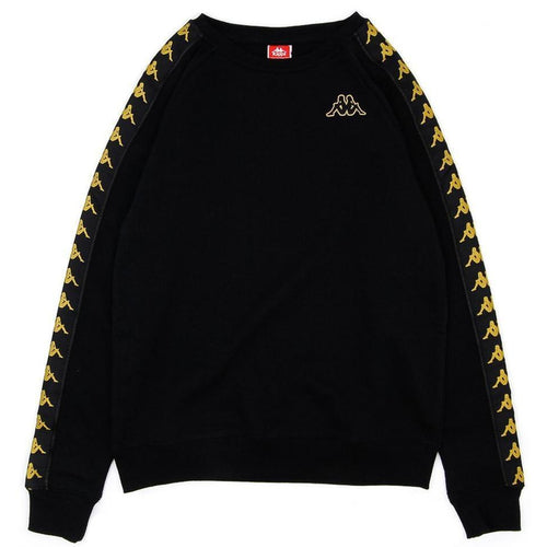 KAPPA 222 Banda Alvin Slim Crewneck, Black/ Gold-OZNICO