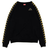 KAPPA 222 Banda Alvin Slim Crewneck, Black/ Gold-OZNICO