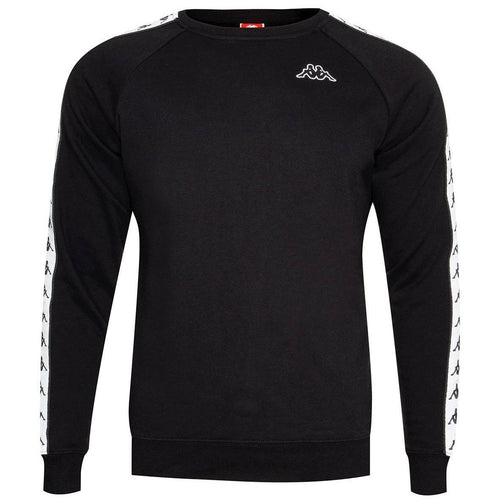 KAPPA 222 Banda Alvin Slim Crewneck, Black/ White-OZNICO