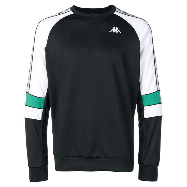 KAPPA 222 Banda Arlton Sweatshirt, Black/ White/ Green-OZNICO