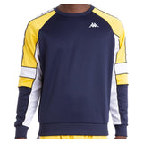 KAPPA 222 Banda Arlton Sweatshirt, Blue Marine/ Yellow/ White-OZNICO