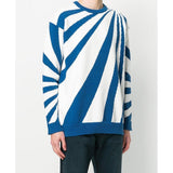 KENZO Cotton Striped Sweater, White/ Blue-OZNICO