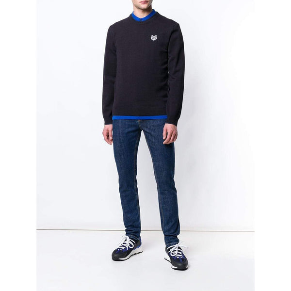 KENZO Tiger Embroidered Crewneck T-shirt in Black for Men