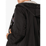 KENZO Faux-Shearling Hooded Jacket, Black-OZNICO
