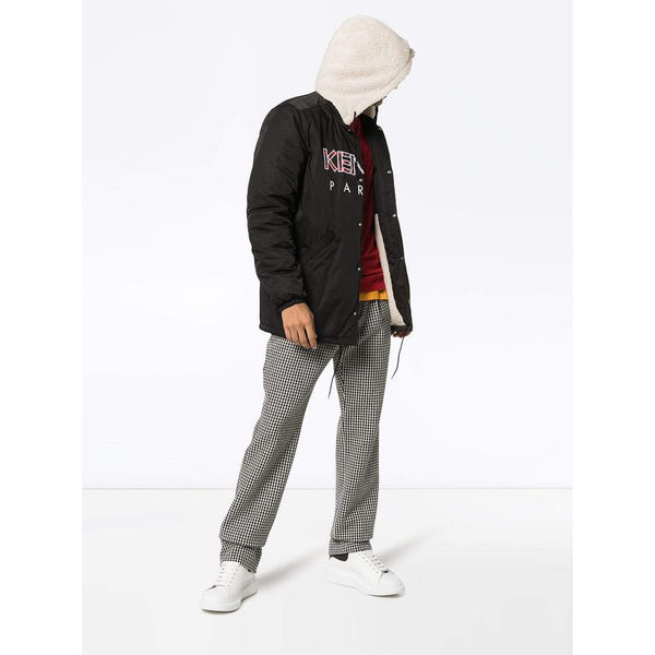 KENZO Faux Shearling Hooded Jacket Black