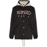 KENZO Faux-Shearling Hooded Jacket, Black-OZNICO