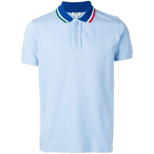 KENZO Fitted Embroidered Polo, Sky Blue-OZNICO