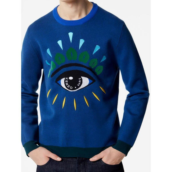 KENZO Intarsia Eye Sweater, French Blue-OZNICO