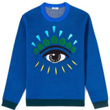 KENZO Intarsia Eye Sweater, French Blue-OZNICO