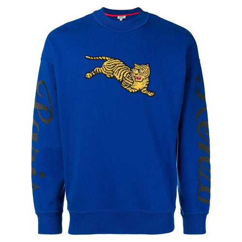 KENZO Jumping Tiger Embroidered Sweatshirt, French Blue-OZNICO