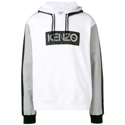 KENZO Logo Color-block Sweatshirt, White-OZNICO