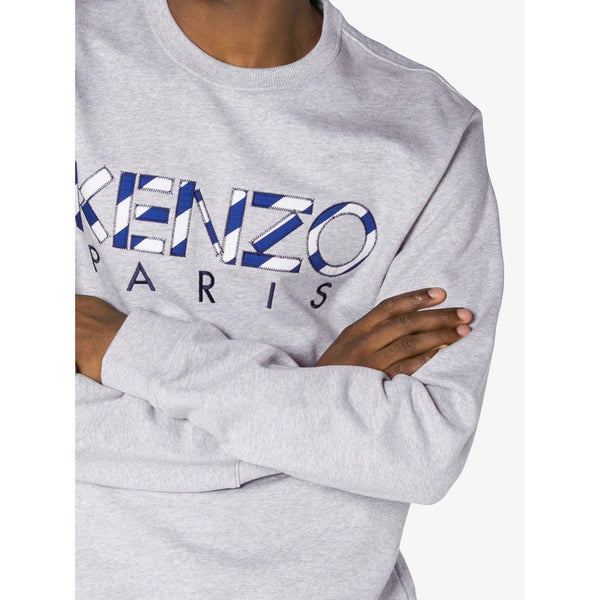 KENZO Logo Crewneck, Pale Grey-OZNICO