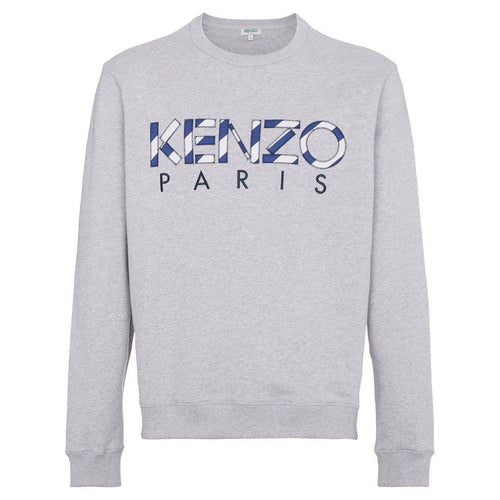 KENZO Logo Crewneck, Pale Grey-OZNICO