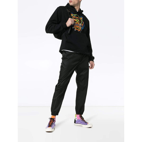 KENZO Neon Tiger Embroidered Hooded Sweatshirt, Black-OZNICO