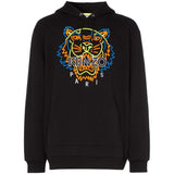 KENZO Neon Tiger Embroidered Hooded Sweatshirt, Black-OZNICO
