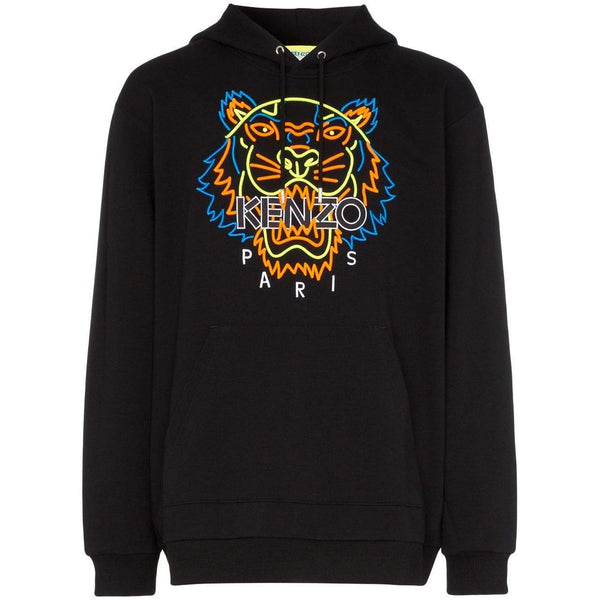 KENZO Neon Tiger Embroidered Hooded Sweatshirt, Black-OZNICO