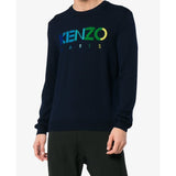 KENZO Paris Knit Crewneck Sweater, Navy Blue-OZNICO