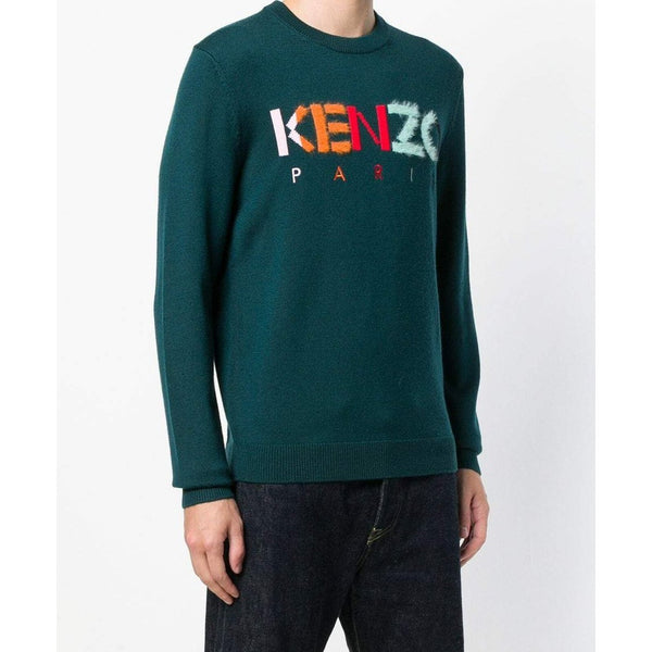 KENZO Paris Knit Crewneck Sweater, Pine-OZNICO