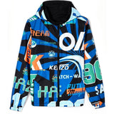 KENZO Reversible Windbreaker With Hood, Black-OZNICO