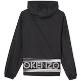 KENZO Reversible Windbreaker With Hood, Black-OZNICO