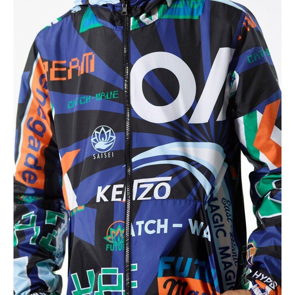 KENZO Reversible Windbreaker With Hood, Black-OZNICO