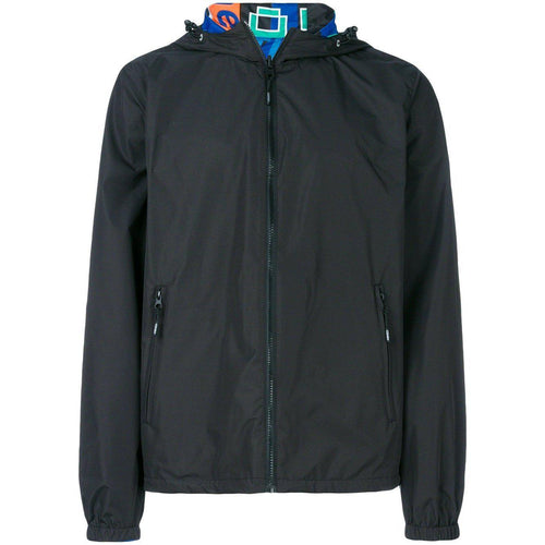 KENZO Reversible Windbreaker With Hood, Black-OZNICO