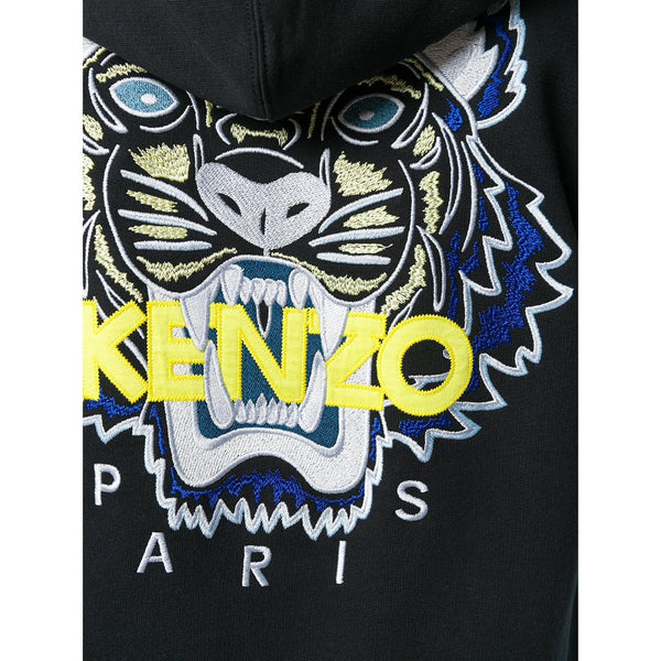 KENZO Tiger Zipped Hoodie, Black-OZNICO