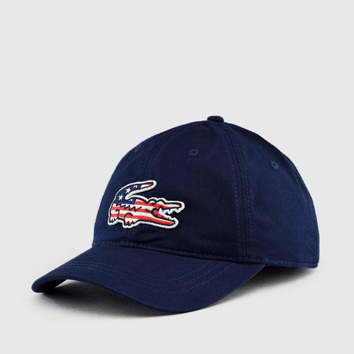 LACOSTE Big Croc USA Appliqué Baseball Cap, Navy-OZNICO