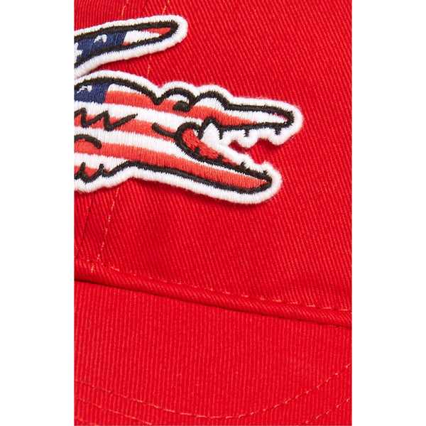 LACOSTE Big Croc USA Appliqué Baseball Cap, Red-OZNICO