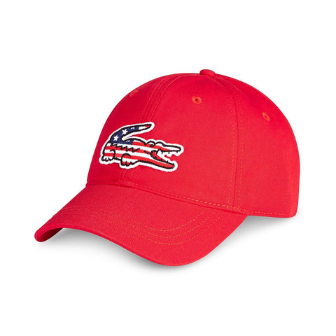 LACOSTE Big Croc – Baseball USA Cap, Red OZNICO Appliqué