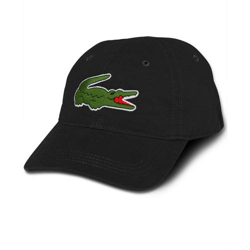 LACOSTE Large Croc Gabardine Cap, Black-OZNICO