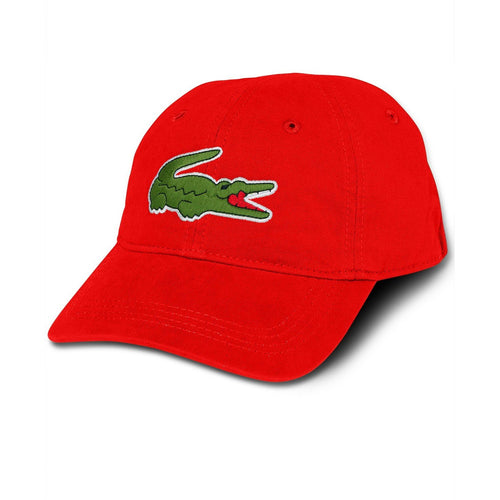 LACOSTE Large Croc Gabardine Cap, Red-OZNICO