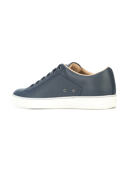 LANVIN Casual Low-Top Nappa Calfskin Sneakers, Navy-OZNICO