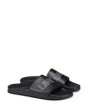 LANVIN Logo Pool Slides, Black-OZNICO