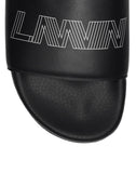 LANVIN Logo Pool Slides, Black-OZNICO