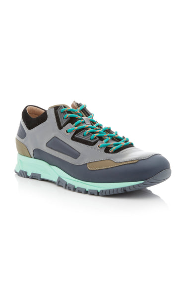 LANVIN Reflective Running Sneaker, Grey/ Navy Blue-OZNICO