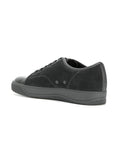 LANVIN Suede and Patent Cap-Toe Snekaer, Dark Grey-OZNICO