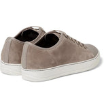 LANVIN Suede Nappa Captoe Sneaker, Light Beige-OZNICO