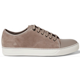 LANVIN Suede Nappa Captoe Sneaker, Light Beige-OZNICO