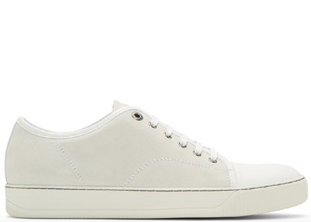 LANVIN Suede and Patent Cap-Toe Sneaker, Black